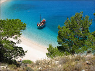 Vacker strand på Karpathos